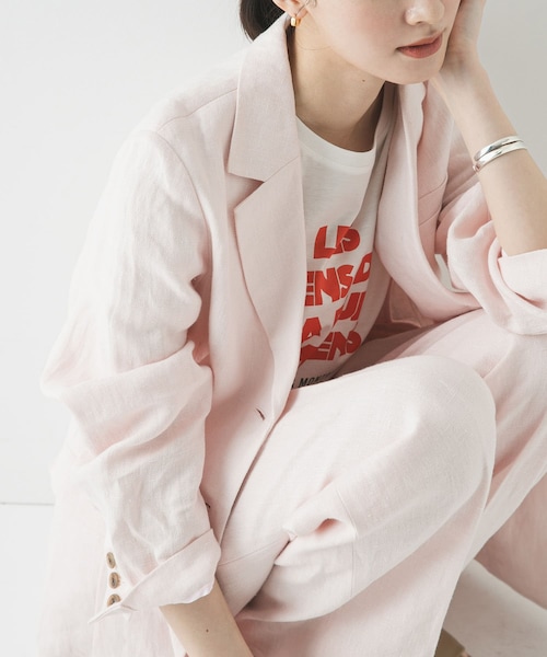 URBAN RESEARCH（アーバンリサーチ）の「オックスリネンテーラードジャケット（テーラードジャケット・レディース・L.BEIGE/L.PINK・Free）」の2枚目の写真