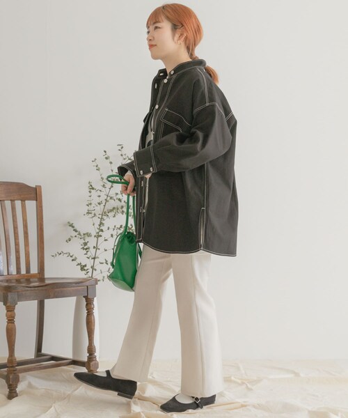 ITEMS URBANRESEARCH（アイテムズ アーバンリサーチ）の「ステッチオーバージャケット（カバーオール・レディース・BEG/BLK・FREE）」の16枚目の写真