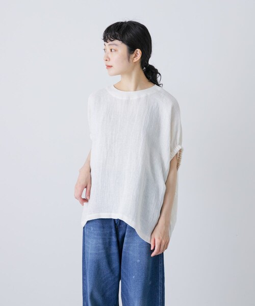 かぐれ（カグレ）の「パナマギャザースリーブプルオーバー（その他トップス・レディース・IVORY/NAVY・FREE）」の8枚目の写真