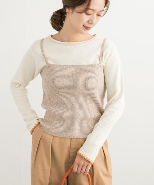URBAN RESEARCH DOORS(アーバンリサーチドアーズ)の「リブニットビスチェ(その他トップス・レディース・杢CHARCOAL/BEIGE・M)」の2枚目の写真