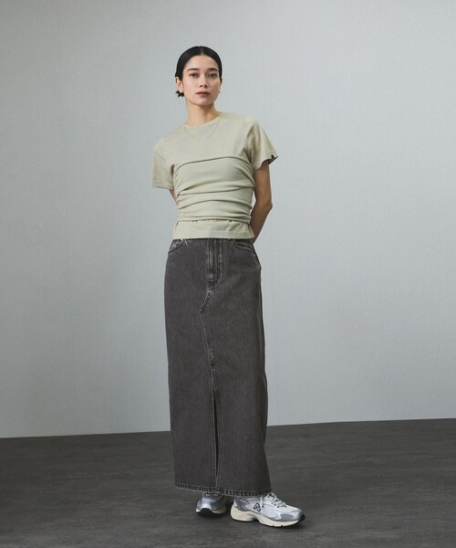 ADAM ET ROPE'(アダムエロペ)の「【WEB限定】リメイクライクデニムスリットスカート(デニムスカート・レディース・チャコール/ブルー系/サックス・M/S)」の9枚目の写真