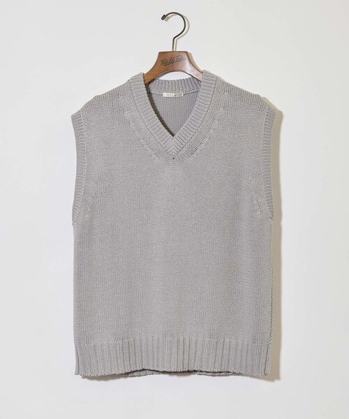 ADAM ET ROPE'（アダムエロペ）の「【HEUGN】Knit Vest（ベスト・メンズ・ライトグレー・L/M）」の2枚目の写真