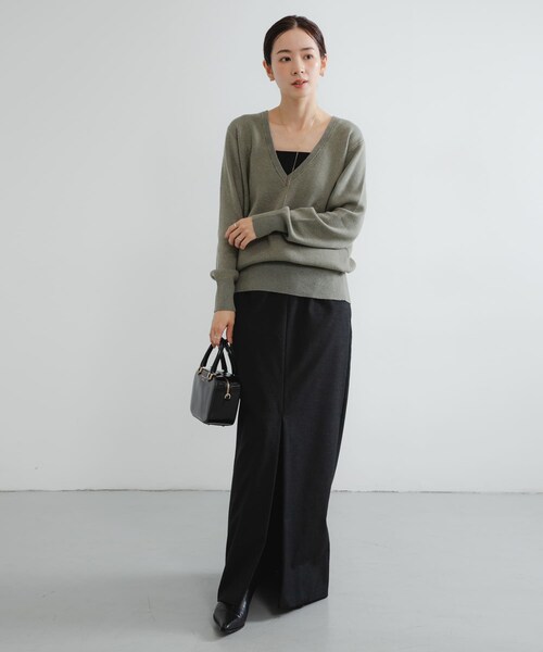 URBAN RESEARCH（アーバンリサーチ）の「new basic　カシミヤコットンVネックチュニックニット（チュニック・レディース・KHAKI/PINK/SAX・FREE）」の11枚目の写真