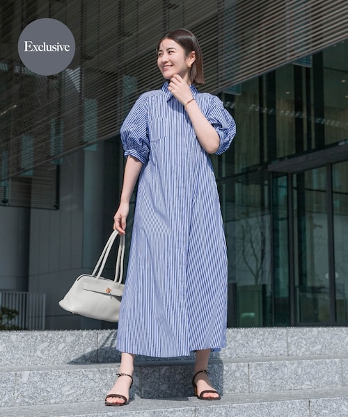 URBAN RESEARCH ROSSO（アーバンリサーチロッソ）の「『別注』ELENDEEK×ROSSO　RELAXY SHIRT ONE-PIECE（ワンピース・レディース・O.WHT/BLU/BLK・1）」の3枚目の写真