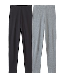 nissen | オーガニックコットン100%ゆったりリブで締め付けない１０分丈レギンスパンツ２枚組(レギンス/スパッツ)