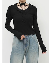 jouetie | フリルネックレイヤードトップス(Tシャツ/カットソー)