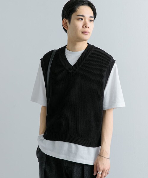 SENSE OF PLACE by URBAN RESEARCH(センスオブプレイスバイアーバンリサーチ)の「アゼアミクロップドニットベスト(ベスト・メンズ・BLACK/GRAY・M/L)」の5枚目の写真