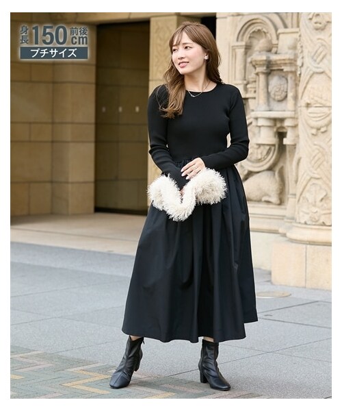 nissen（ニッセン）の「長袖ドッキングワンピース（ワンピース・レディース・ブラック/ネイビー/ボーダー・PSS/PS/PM）」の10枚目の写真