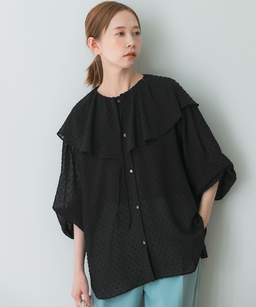 URBAN RESEARCH ROSSO（アーバンリサーチロッソ）の「ジャガードケープブラウス（シャツ/ブラウス・レディース・off/camel/black・FREE）」の15枚目の写真