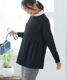 nissen | シャーリング楊柳ペプラムトップス【私の味方服】(Tシャツ/カットソー)
