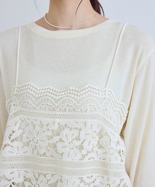 ROPE' PICNIC（ロペピクニック）の「ケミカルレースビスチェ（キャミソール・レディース・オフホワイト・F）」の15枚目の写真