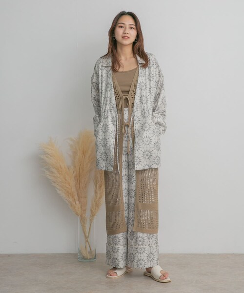 KBF（ケイビーエフ）の「ドロストプリントガウン（テーラードジャケット・レディース・BLUE/BEIGE/NAVY・one）」の14枚目の写真