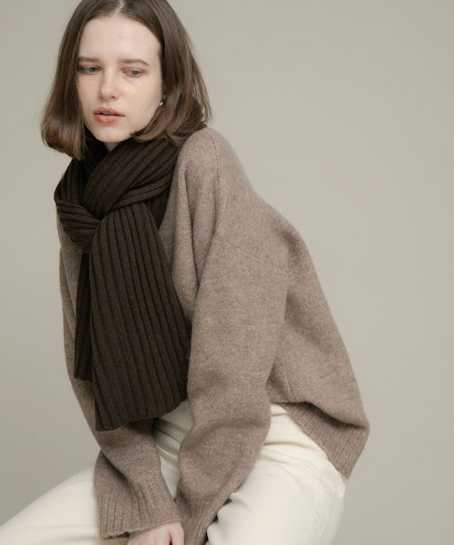 URBAN RESEARCH Sonny Label（アーバンリサーチサニーレーベル）の「リブニットマフラー（マフラー・レディース・ブラック/ブラウン/グレー/エクリュ・one）」の5枚目の写真