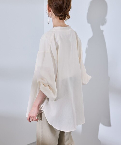 ROPE' PICNIC(ロペピクニック)の「着丈が選べるバンドカラー無地シアーシャツ(シャツ/ブラウス・レディース・ホワイト系/ダークブラウン/ピンク・38/38T)」の21枚目の写真