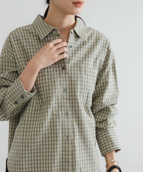 URBAN RESEARCH（アーバンリサーチ）の「ネルチェックコットンシャツ（シャツ/ブラウス・レディース・L.GREEN/BROWN・FREE）」の3枚目の写真