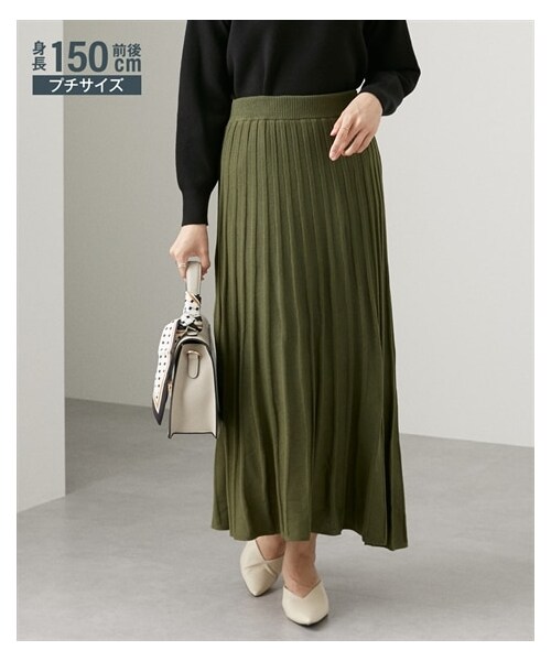 nissen（ニッセン）の「小さいサイズ　ニットプリーツスカート　低身長さん・小柄女性（スカート・レディース・ブラック/グリーン・PSS/PS/PM/PL）」の5枚目の写真
