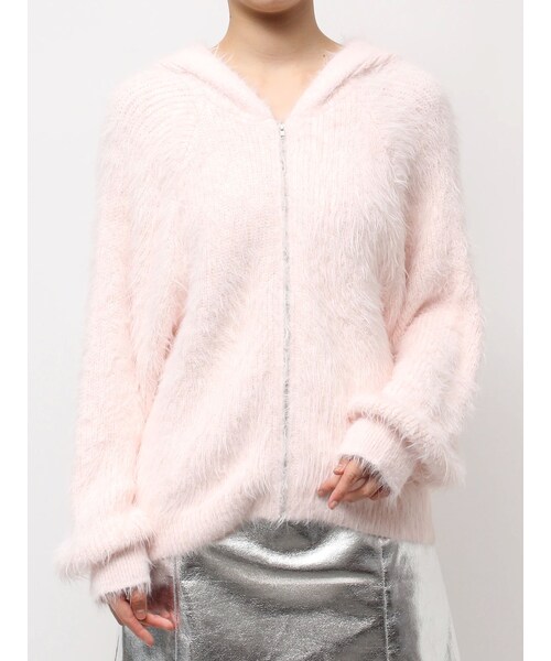 CALNAMUR（カルナムール）の「ＣＡＴイヤーシャギーフーディー（パーカー・レディース・グレー/ピンク・F）」の6枚目の写真