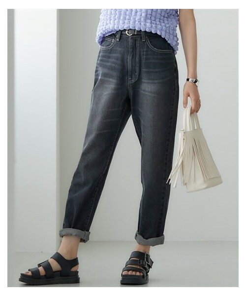 nissen（ニッセン）の「大きいサイズ　テーパードデニム　miclat（デニムパンツ・レディース・オフホワイト(エクリュ)/ブラック/ウォッシュドブルー・73/76/80/84/88/92/96/98/106/114/122）」の22枚目の写真