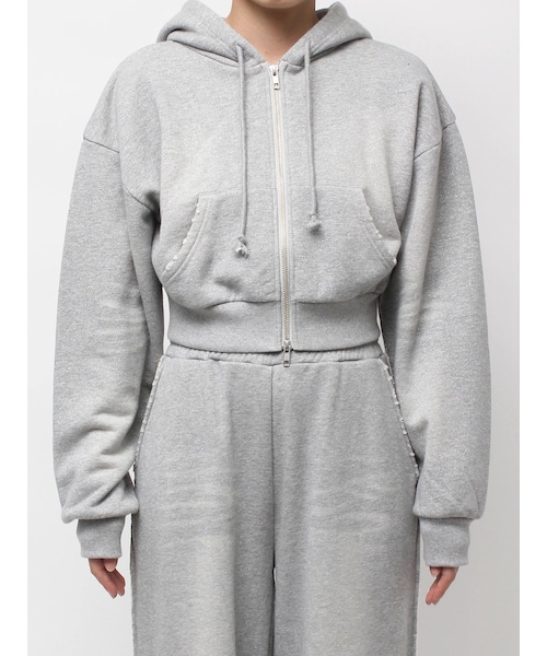 EMODA（エモダ）の「シェービングショートジップフーディ（パーカー・レディース・ライトグレー/グレー/ブラック・F）」の3枚目の写真