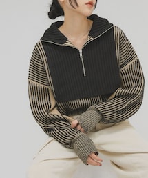 KBF | レイヤードハーフZIPニット(ニット/セーター)