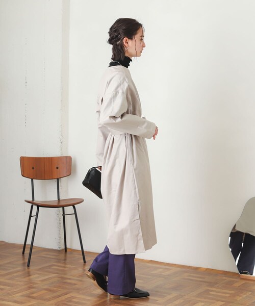 SENSE OF PLACE by URBAN RESEARCH（センスオブプレイスバイアーバンリサーチ）の「ガウンアウター（ノーカラージャケット・レディース・L.OLIVE/GREIGE・one）」の9枚目の写真