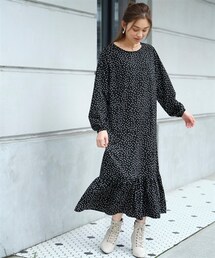 nissen | 大きいサイズゆるシルエットプリントデザインワンピース(ワンピース)