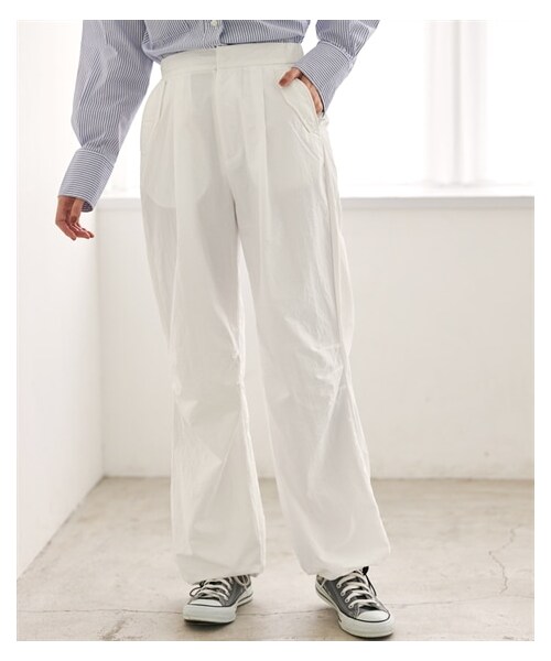 nissen（ニッセン）の「パラシュートパンツ【OtonaSMILE】（パンツ・レディース・オフホワイト/黒/カーキ・M/L/LL/3L/4L/5L）」の11枚目の写真