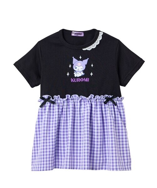 nissen（ニッセン）の「【サンリオキャラクターズ】切替デザイン半袖デザインTシャツ（女の子）（Tシャツ/カットソー・キッズ・黒(クロミ)/パープル(クロミ)/ピンク(マイメロディ)/クリーム(マイメロディ)・100/110/120/130）」の5枚目の写真