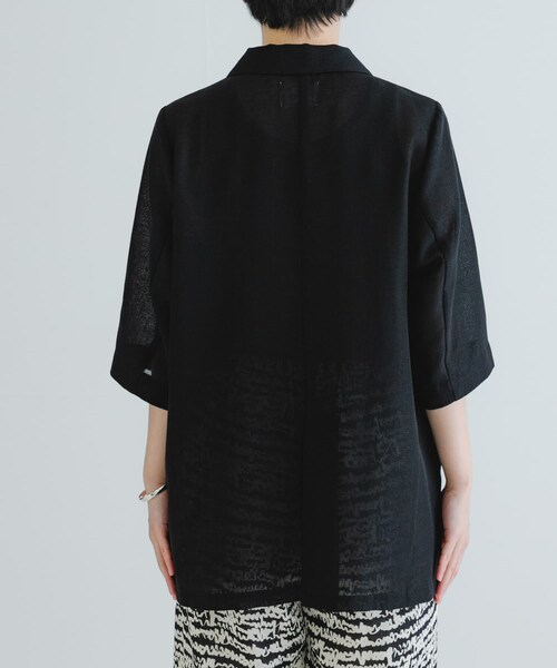 URBAN RESEARCH（アーバンリサーチ）の「『イージーケア』シアーメッシュハーフスリーブジャケット（テーラードジャケット・レディース・BEIGE/BLACK・FREE）」の4枚目の写真