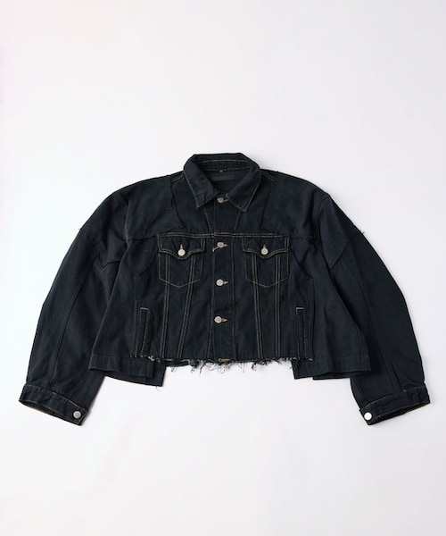 ADAM ET ROPE'(アダムエロペ)の「【QUIITO】REMAKE DENIM JACKET BLACK(デニムジャケット・レディース・ブラック・F)」の1枚目の写真