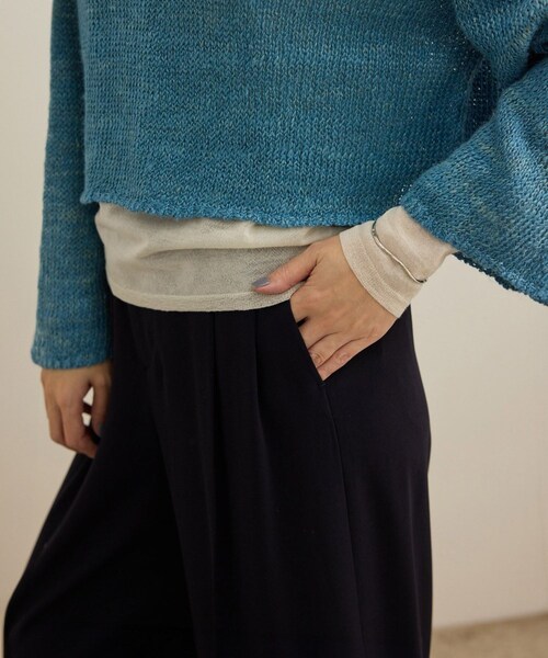 ROPE'（ロペ）の「【洗える】スラブリネン ボートネックプルオーバー（ニット/セーター・レディース・ホワイト/ベージュ/ターコイズ・F）」の15枚目の写真