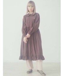 merry jenny | フリルカラーbear刺繍ワンピース(ワンピース)