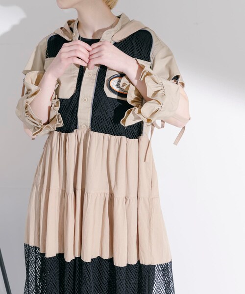 THE GOODLAND MARKET（ザグッドランドマーケット）の「old honey　-OH- 72℃ dress（ワンピース・レディース・beige/white・FREE）」の4枚目の写真