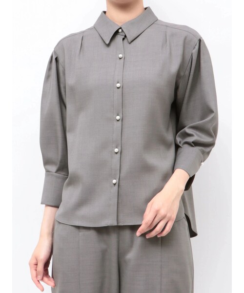 TONAL（トーナル）の「マルチセットパールタックスリーブブラウス（シャツ/ブラウス・レディース・グレー/ピンク/ネイビー/ブラウン/ベージュ・M）」の5枚目の写真