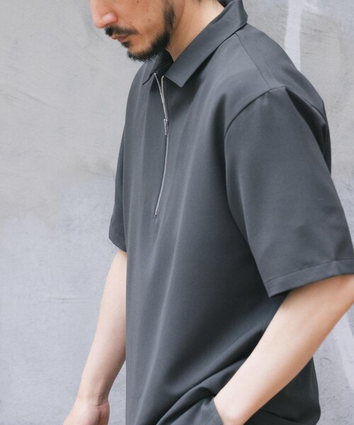 ITEMS URBANRESEARCH（アイテムズ アーバンリサーチ）の「冷感+速乾TRストレッチハーフZIP プルオーバー（シャツ/ブラウス・メンズ・CHARCOAL/BEIGE/BLUE/GREEN・M/L）」の7枚目の写真