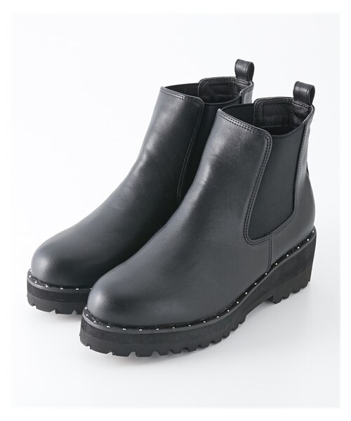 nissen（ニッセン）の「【ゆったり幅広】厚底サイドゴアブーツ（低反発中敷）（ワイズ４Ｅ）（ブーツ・メンズ・【販売終了】黒/【販売終了】黒スタッズ/黒/黒スタッズ・M=23.0~23.5cm/4E/L=24.0~24.5cm/4E/LL=25.0~25.5cm/4E/3L=26.0~26.5cm/4E）」の6枚目の写真
