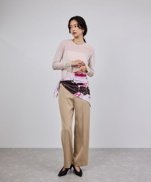 ROPE'（ロペ）の「レース袖シアーベロアカットソー/イージーケア（Tシャツ/カットソー・レディース・ブラック/ブラウン/ピンク系・F）」の5枚目の写真