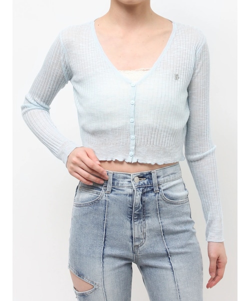 EATME（イートミー）の「ヘムラッフルニットカーディガン（カーディガン/ボレロ・レディース・アイボリー/ブラック/ブルー・F）」の3枚目の写真