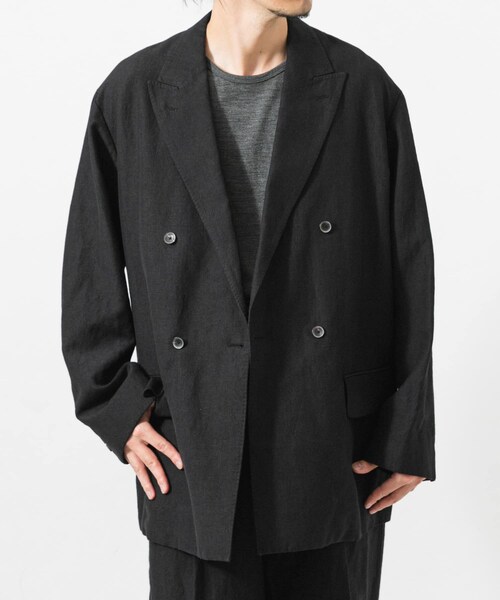 URBAN RESEARCH(アーバンリサーチ)の「new basic WOOL LINEN DOUBLE JACKET(テーラードジャケット・メンズ・BLACK・M/L/XL)」の4枚目の写真