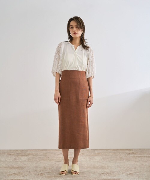 ROPE'（ロペ）の「ジャガードスリーブコンビブラウス/イージーケア（シャツ/ブラウス・レディース・ブラック/ホワイト・F）」の14枚目の写真