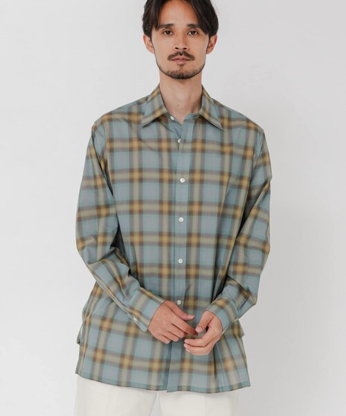 URBAN RESEARCH(アーバンリサーチ)の「SHEER CH SQUARE CUT SHIRTS(シャツ/ブラウス・メンズ・IVORY/BLACK/GREEN・M/L)」の4枚目の写真