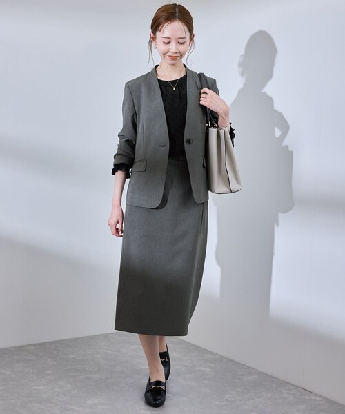 ROPE' PICNIC（ロペピクニック）の「【UV対応】【リネンライク・シリーズ】ノーラペルジャケット/通勤・セットアップ対応（ノーカラージャケット・レディース・グレー/グレー系/ダークブラウン/ネイビー・36/38/40）」の19枚目の写真