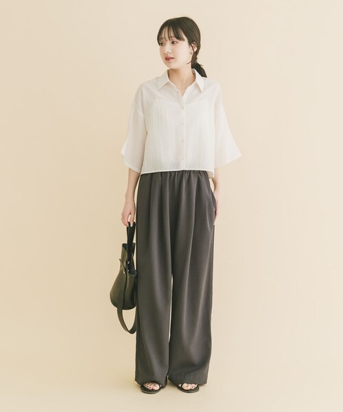 ITEMS URBANRESEARCH(アイテムズ アーバンリサーチ)の「ドットボタンハンソデシアーシャツ(シャツ/ブラウス・レディース・OFF/BLK/BRN/BLU・Free)」の10枚目の写真
