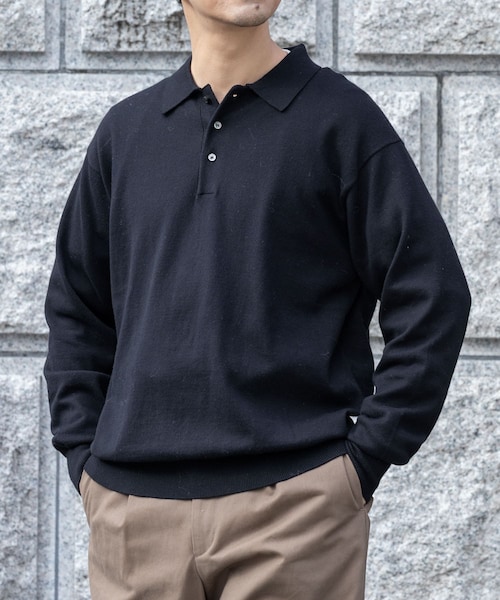 URBAN RESEARCH ROSSO（アーバンリサーチロッソ）の「コットンカシミヤニットポロシャツ（ニット/セーター・メンズ・GRAY/BLACK/IVORY/GREIGE・M/L）」の2枚目の写真