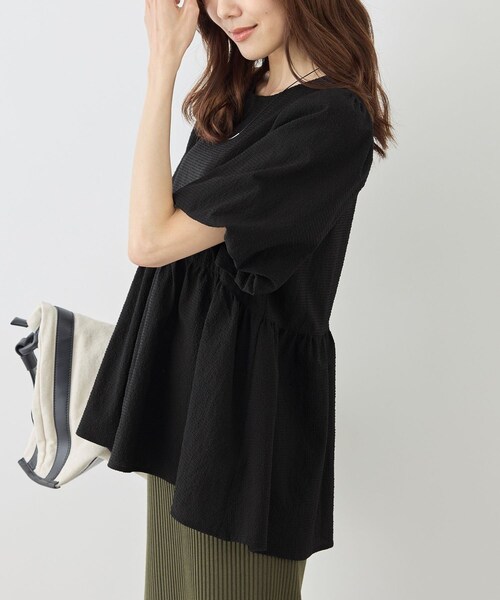 ROPE' PICNIC(ロペピクニック)の「【ベストヒット】細見えバルーンペプラムブラウス(シャツ/ブラウス・レディース・ブラック/キナリ/キナリ系/サックス/ダークブラウン・F)」の9枚目の写真