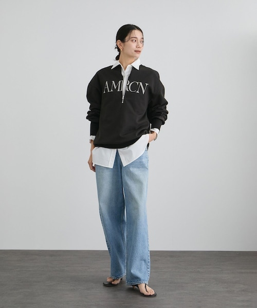 ADAM ET ROPE'(アダムエロペ)の「オーバーダイコットンサテンシャツ(シャツ/ブラウス・レディース・ホワイト/サックス・F)」の5枚目の写真