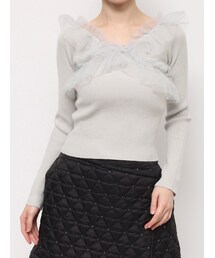 dazzlin | リボンチュールオフショルニットトップス(ニット/セーター)