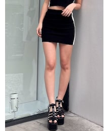 GYDA | 【SET着用可】サイドラインニットスカートライクショートパンツ(スカート)