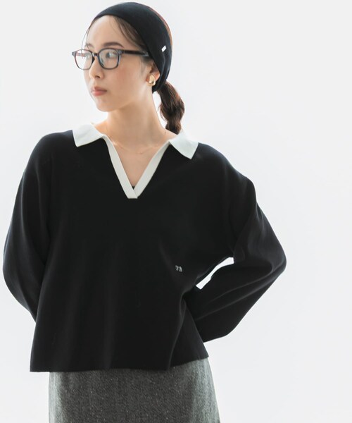 URBAN RESEARCH ROSSO（アーバンリサーチロッソ）の「F by ROSSO　ラガーニットプルオーバー（ニット/セーター・レディース・GRAY BD/NAVY BD/BLACK・Free）」の6枚目の写真