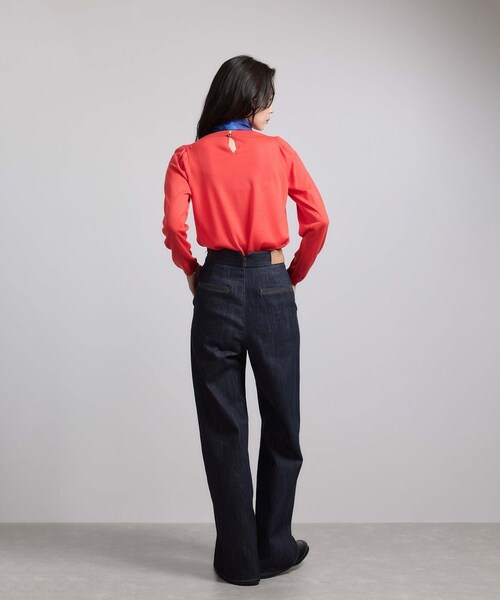 ROPE'（ロペ）の「袖ギャザークルーネックニットプルオーバー/イージーケア（ニット/セーター・レディース・ブラック/グレー/オフホワイト/レッド/ローズピンク・F）」の21枚目の写真